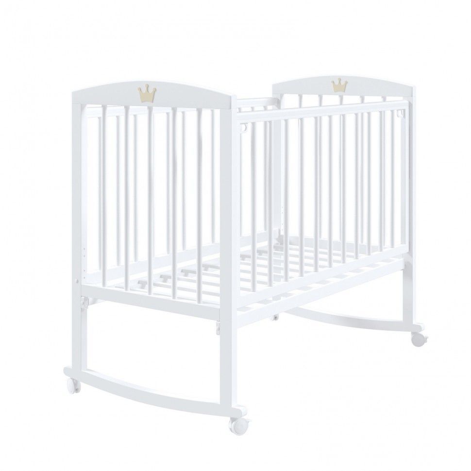 Кроватки для малышей, Кроватка Левушка-2, белая, колесо-качалка