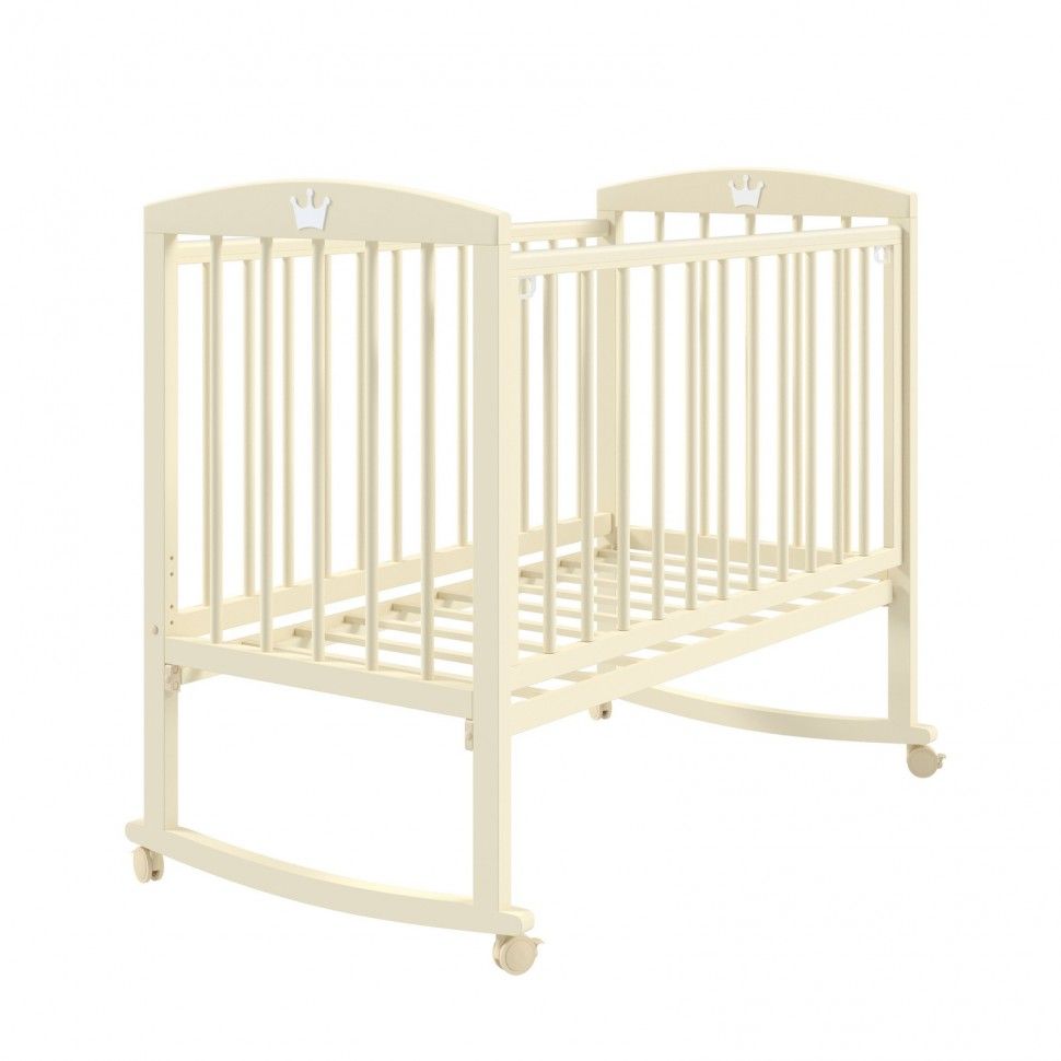 Кроватки для малышей, Кроватка Левушка-2, слоновая кость, колесо-качалка