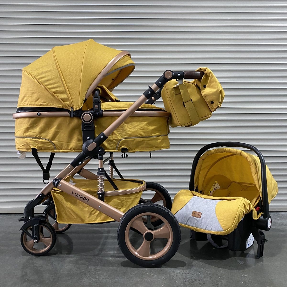 Коляски-трансформеры, Детская коляска-трансформер 3 в 1 Luxmom 518, желтый