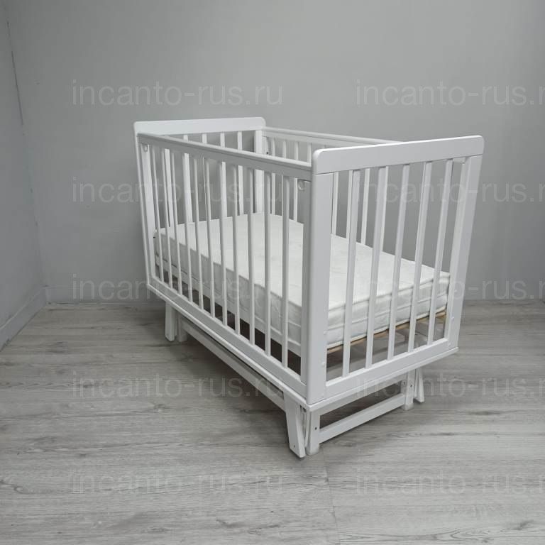 Кроватки для малышей, Кровать Incanto Anniken продольный маятник цвет белый
